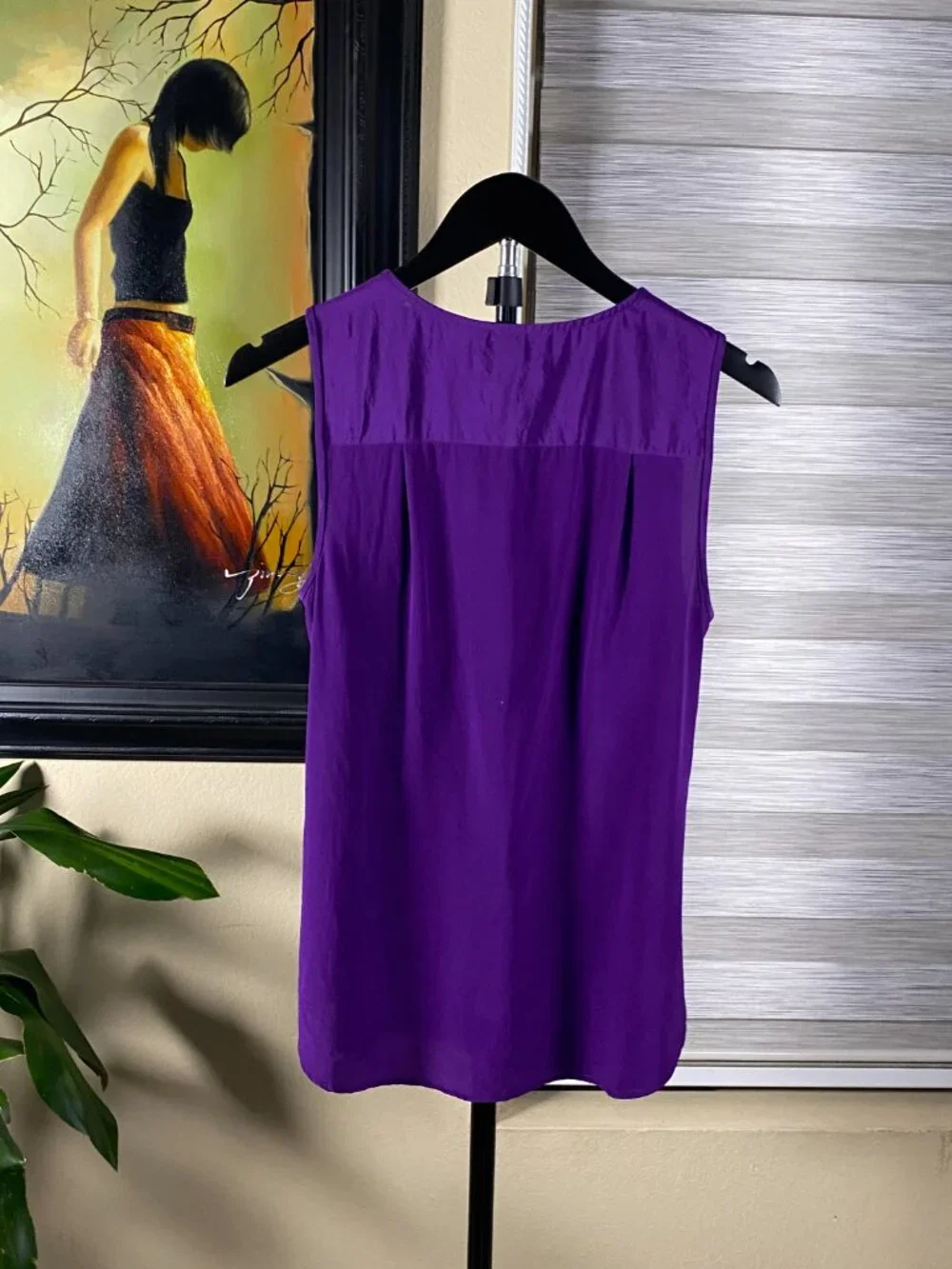J.Crew Pure Silk Top Purple Ruffle Sleeveless Blouse Royal Gem Bold CorpGoth